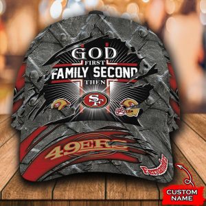 Personalized God First Family Second Then San Francisco 49ers 3D Baseball Cap CGI1033