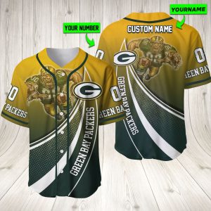 Personalized Green Bay Packers 3D Baseball Jersey Nfl Baseball Jersey Mascot BJ2193