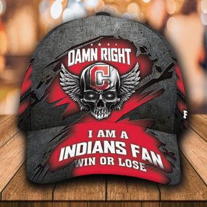 Personalized I Am A Cleveland Indians Fan Win Or Lose 3D Baseball Cap - Red CGI1003