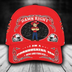 Personalized I Am A Nebraska Cornhuskers Fan Mascot 3D Baseball Cap - Red CGI1756