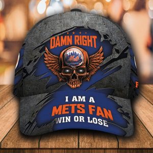 Personalized I Am A New York Mets Fan Skull 3D Baseball Cap - Navy CGI1673