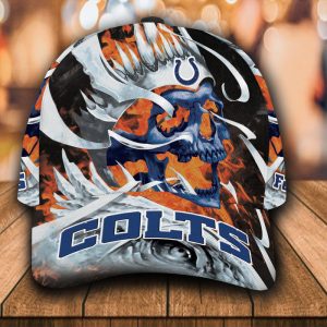 Personalized Indianapolis Colts Fire Skull 3D Baseball Cap CGI1451