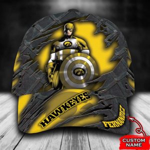 Personalized Iowa Hawkeyes Captain America Marvel 3D Baseball Cap - Yellow CGI1692