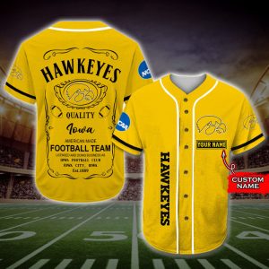 Personalized Iowa Hawkeyes Jack Daniel Logo 3D Baseball Cap - Yellow CGI1727