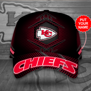 Personalized Kansas City Chiefs Beehive Hexagon Pattern 3D Baseball Cap - Black Red CGI2024