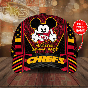 Personalized Kansas City Chiefs Mickey Mouse Hater Gonna Hate 3D Classic Baseball Cap/Hat - Black Red CGI2153