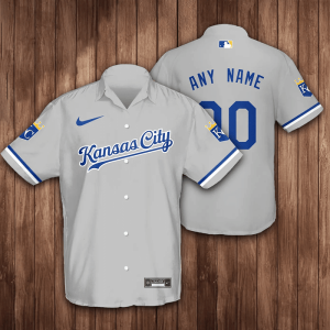Personalized Kansas City Royals Baseball 3D Hawaiian Shirt Gray BHS092