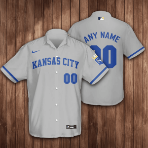 Personalized Kansas City Royals Baseball 3D Hawaiian Shirt - Grey BHS019