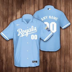 Personalized Kansas City Royals Baseball 3D Hawaiian Shirt - Light Blue BHS064