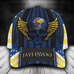 Personalized Kansas Jayhawks Luxury Skull Wings 3D Classic Baseball Cap CGI810