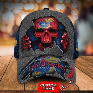 Personalized Kansas Jayhawks Skull 3D Baseball Cap CGI1643