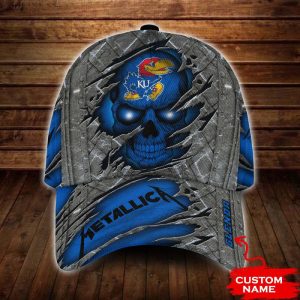 Personalized Kansas Jayhawks Skull Metallica 3D Classic Baseball Cap CGI174