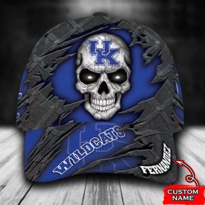 Personalized Kentucky Wildcats Skull 3D Baseball Cap - Blue CGI1439