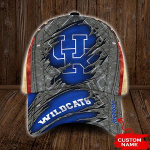 Personalized Kentucky Wildcats USA Flag 3D Baseball Cap - Blue CGI1457