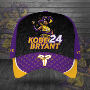 Personalized Kobe Bryant 24 Los Angeles Lakers 3D Baseball Cap - Purple Black CGI2067