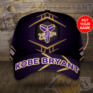 Personalized Kobe Bryant Los Angeles Lakers Beehive Hexagon Pattern 3D Baseball Cap - Black Purple CGI2074