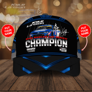 Personalized Kyle Larson Chevrolet Motorsport Blue Line Classic Baseball Cap - Black CGI2139