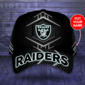 Personalized Las Vegas Raiders Beehive Hexagon Pattern 3D Baseball Cap - Black CGI2101