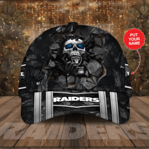 Personalized Las Vegas Raiders Skull Baseball Cap - Black CGI2108