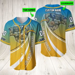 Personalized Los Angeles Chargers 3D Baseball Jersey Nfl Baseball Jersey Mascot BJ2167