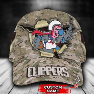 Personalized Los Angeles Clippers Camo Mascot NBA 3D Classic Baseball Cap CGI446