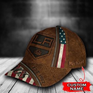Personalized Los Angeles Kings USA Flag 3D Baseball Cap - Brown CGI1591