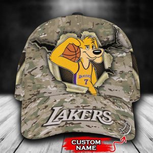 Personalized Los Angeles Lakers Camo Mascot NBA 3D Classic Baseball Cap CGI1382