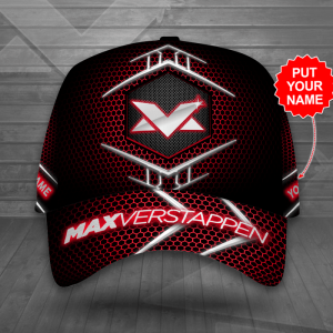 Personalized Max Verstappen Classic Red Trellis Baseball Cap - Black CGI2239
