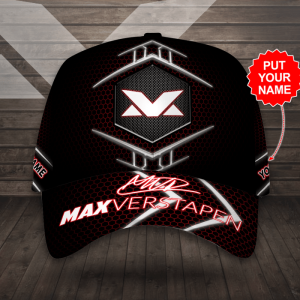 Personalized Max Verstappen Signature Red Bull Racing Classic Red Trellis Baseball Cap - Black CGI2148