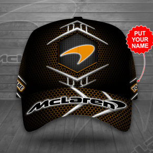 Personalized McLaren F1 Racing Logo Classic Orange Trellis Baseball Cap - Black CGI2137