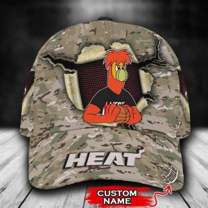 Personalized Miami Heat Camo Mascot NBA 3D Classic Baseball Cap CGI686