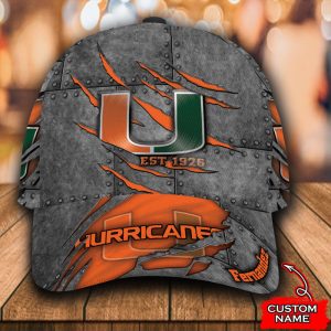 Personalized Miami Hurricanes Est 1926 3D Baseball Cap - Grey Orange CGI1008