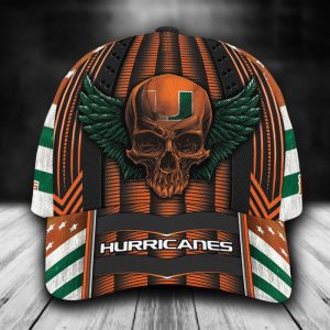 Personalized Miami Hurricanes Skull 3D Baseball Cap - Orange CGI1605