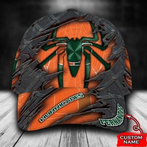 Personalized Miami Hurricanes Spiderman 3D Baseball Cap - Orange CGI1068