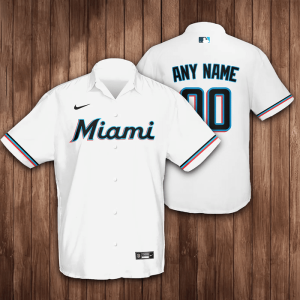 Personalized Miami Marlins Baseball 3D Hawaiian Shirt - White BHS063