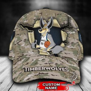 Personalized Minnesota Timberwolves Camo Mascot NBA 3D Classic Baseball Cap CGI835