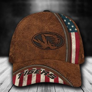 Personalized Missouri Tigers USA Flag Zip 3D Baseball Cap - Brown CGI1879