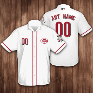Personalized Name And Number Cincinnati Reds Baseball 3D Hawaiian Shirt - White BHS051