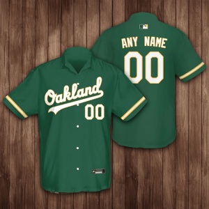 Personalized Name And Number Oakland Athletics Baseball 3D Hawaiian Shirt - Green BHS065
