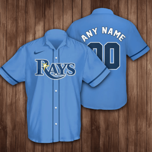 Personalized Name And Number Tampa Bay Rays Baseball 3D Hawaiian Shirt - Blue BHS074