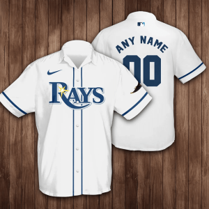 Personalized Name And Number Tampa Bay Rays Baseball 3D Hawaiian Shirt - White BHS112