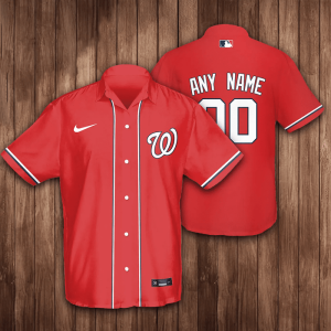 Personalized Name And Number Washington Nationals Baseball 3D Hawaiian Shirt - Red BHS040