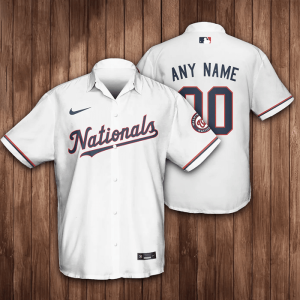 Personalized Name And Number Washington Nationals Baseball 3D Hawaiian Shirt - White BHS013