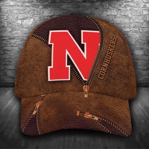 Personalized Nebraska Cornhuskers Zip Pattern 3D Baseball Cap - Brown CGI1543