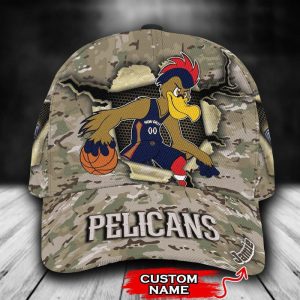 Personalized New Orleans Pelicans Mascot NBA Camo 3D Baseball Cap CGI1945