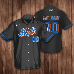 Personalized New York Mets Baseball 3D Hawaiian Shirt - Black BHS102