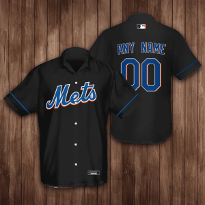 Personalized New York Mets Baseball 3D Hawaiian Shirt - Black BHS111
