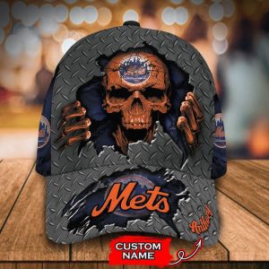 Personalized New York Mets Skull 3D Baseball Cap CGI1882