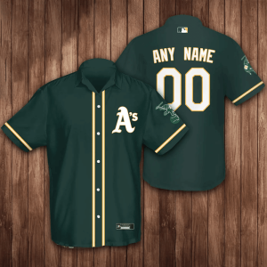 Personalized Oakland Athletics Baseball 3D Hawaiian Shirt - Green BHS097
