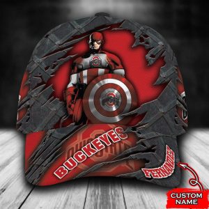 Personalized Ohio State Buckeyes Captain America 3D Classic Baseball Cap CGI954